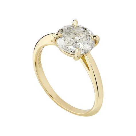 18ct Yellow Gold 202ct Salt And Pepper Diamond Engagement Ring