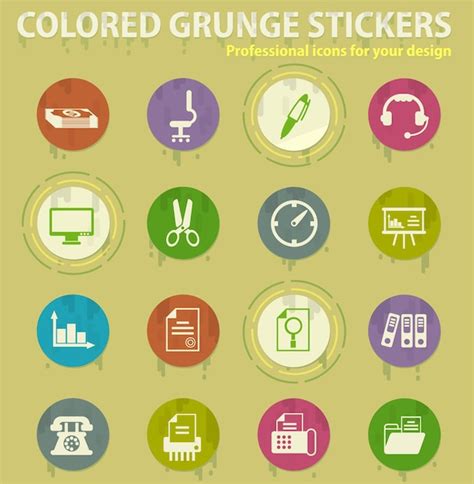 Premium Vector Office Colored Grunge Icons