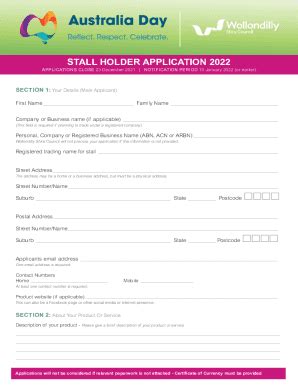 Fillable Online STALL HOLDER APPLICATION 2022 Fax Email Print PdfFiller