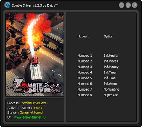 Скачать Zombie Driver Trainer Трейнер v1 2 3 Enjoy ENJ