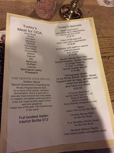 Menu At The Chetwode Arms Pub And Bar Warrington