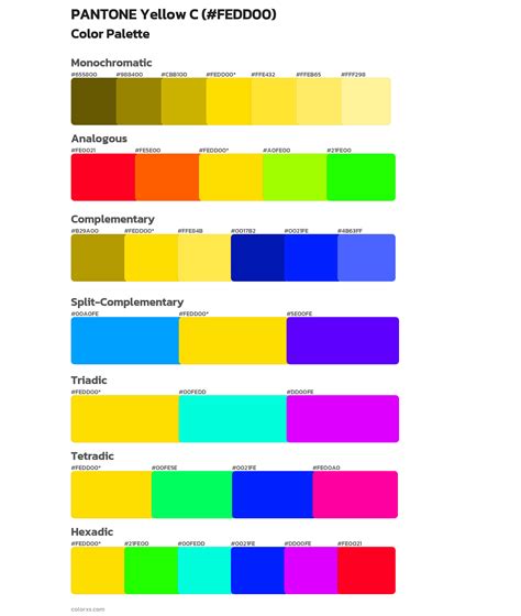 Pantone Yellow C Color Palettes
