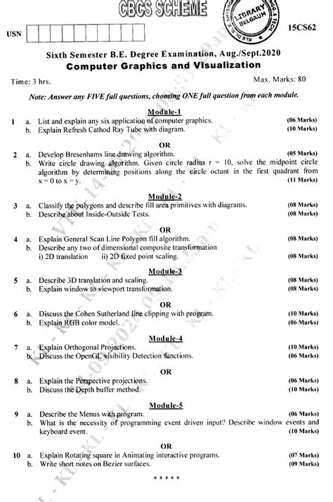 Visvesvaraya Technological University B E Computer Science Cbcs