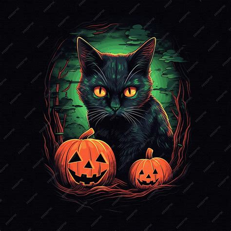 Premium Ai Image Black Cat Halloween Pumpkin Black Cat Happy Halloween