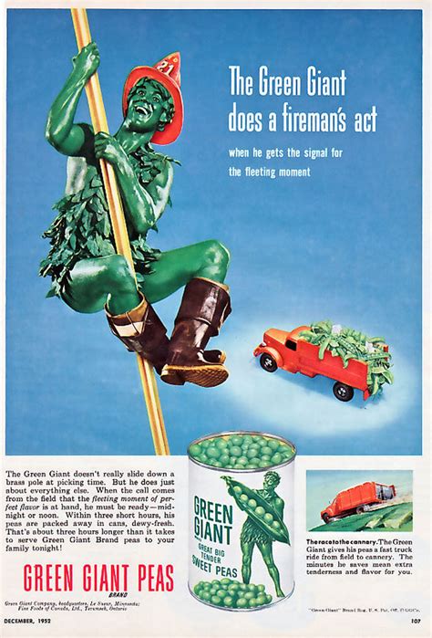 Green Giant Peas (1952) : r/vintageads