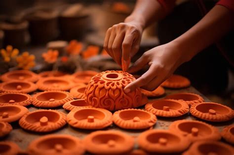 Premium AI Image | Diwali Clay Diyas Making Workshop