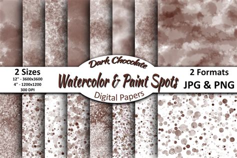 Dark Chocolate Watercolors & Paint Spots Graphic by Mtn Top Design ...