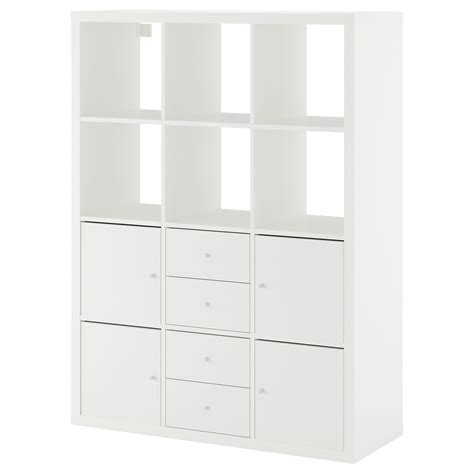 KALLAX shelving unit with 6 inserts, white, 437/8x575/8" - IKEA