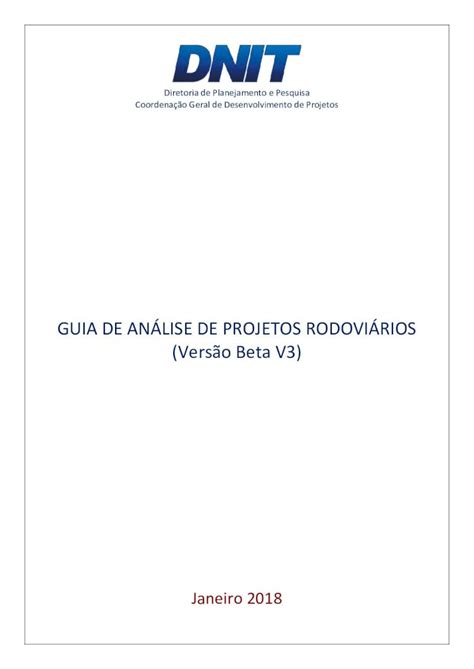 Pdf Guia De An Lise De Projetos Rodovi Rios Projeto De