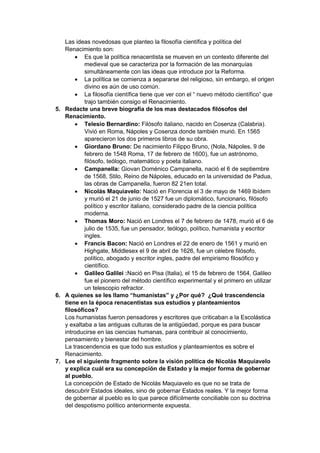 Renacimiento Filos Fico Y Humanismo Pdf