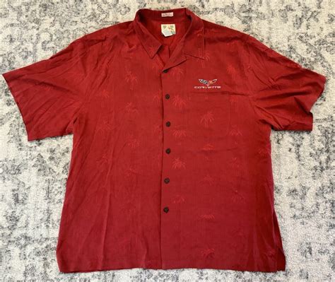 Reyn Spooner Corvette Silk Shirt Mens XXL Red Hawaiian Palm Classic