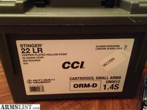 ARMSLIST - For Sale: BULK CCI STINGER 22 LR 900rds, BULK 9mm 350rds ...