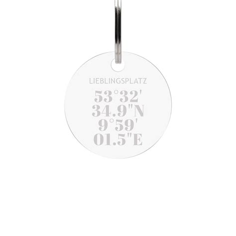 Personalisierter Acrylglas Schlüsselanhänger als Kreis Koordinaten