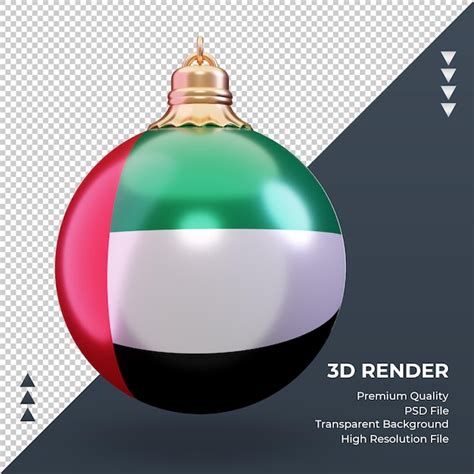 D Bola De Natal Bandeira Dos Emirados Rabes Unidos Renderizando Vista