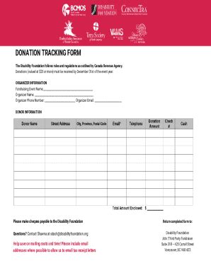 Fillable Online DONATION TRACKING FORM Vancouver Fax Email Print