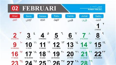 Kalender Februari Lengkap Dengan Tanggal Merah Dan Hari Penting