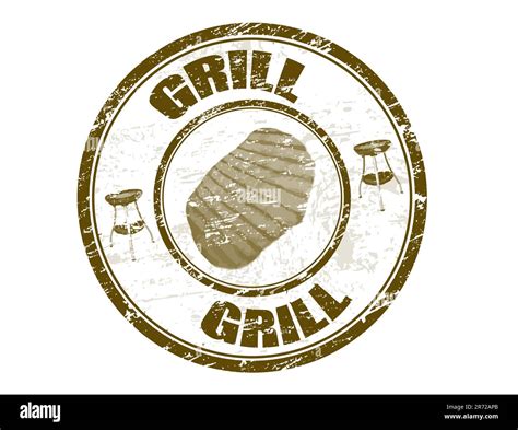 Grunge Rubber Stamp With Steak Shape And The Text Grill Written Inside