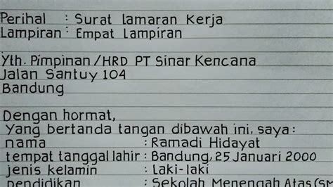 Cara Menulis Surat Lamaran Kerja Tulis Tangan Yang Baik Dan Benar