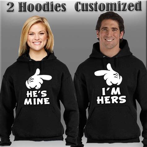 Im Hers Hes Mine Hoodie Set Personalized Text Added On Back His And Hers Couples Hoodies By