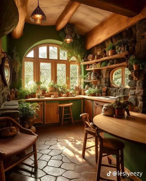 Cottage Core Kitchen Hobbit House Interior Earthship Home Cottage