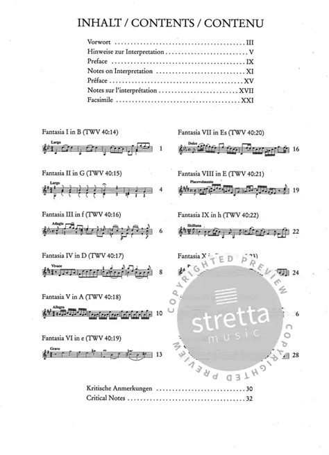 Fantasien Twv Von Georg Philipp Telemann Im Stretta Noten