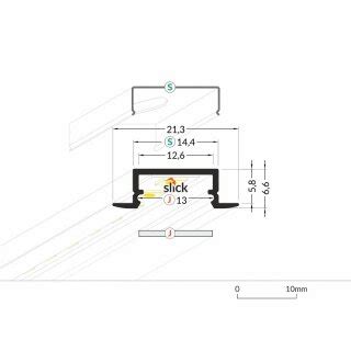 2 Meter LED Aluleiste Einbau Flach Schwarz 12mm Serie ECO 11 76