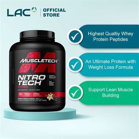 MuscleTech Nitro Tech Ripped French Vanilla Swirl 4lb Exp Jan 2027