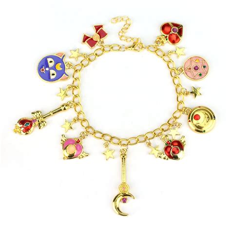 Drop Shipping Sailor Moon Charm Bracelet Classic Gold Color Cute Diy