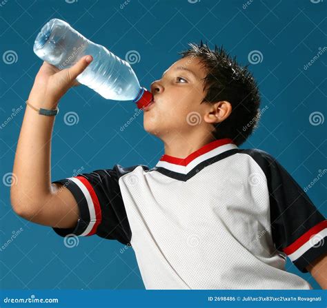 Thirsty Boy Drinking Water Stock Photo Image Of Face 2698486