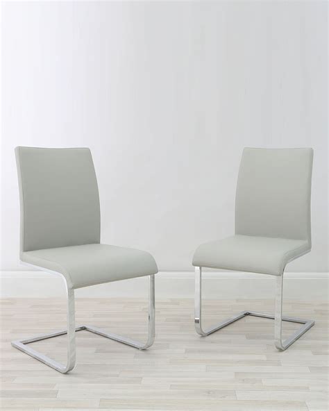 Cantilever Dining Chair With Light Grey Faux Leather From Danetti