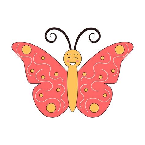 Premium Vector Groovy Retro Cartoon Butterfly Character Linear Color