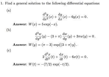 Get Answer Find A General Solution To The Following Differential