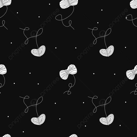 Vector Flat Silhouette Hand Drawn Seamless Pattern With Yarn Background