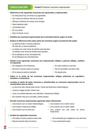 Ficha Oraciones Impersonales Pdf