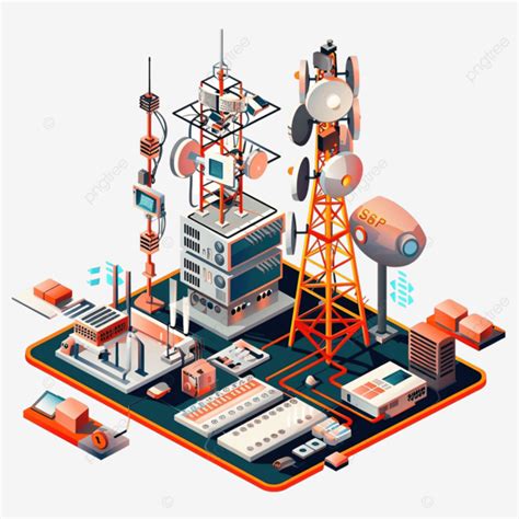 Telecommunication Isometric Composition Decorative Set Collection