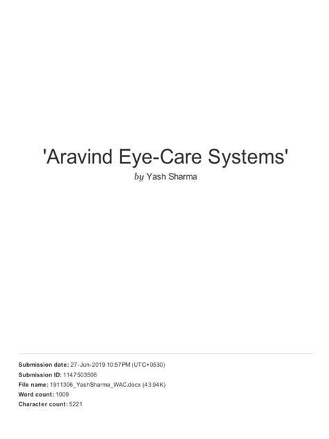 Aravind Eye Care Systems Pdf