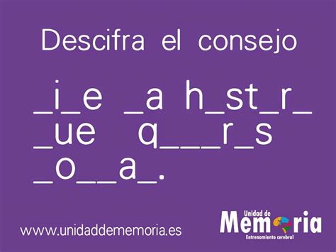 Unidad De Memoria Entrenamiento Cerebral Descifra El Consejo