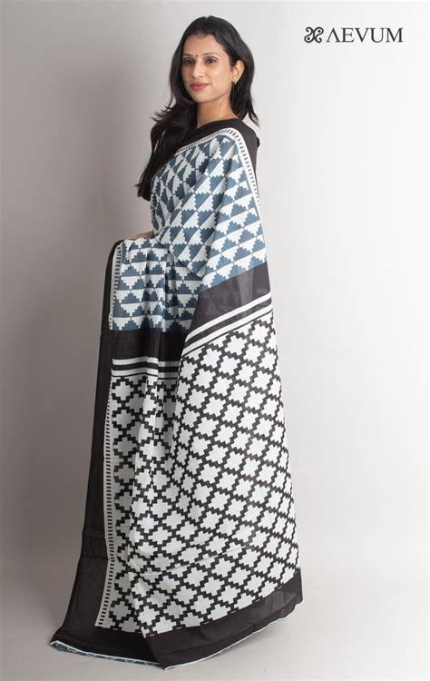 Mulmul Cotton Hand Block Printed Saree 1246 Aevum