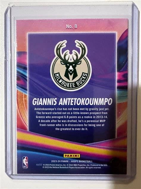 2023 24 Panini NBA Hoops Giannis Antetokounmpo Anti Gravity HOLO Insert