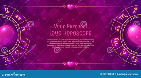 Template Of Personal Love Horoscope In Pink Color Stock Vector