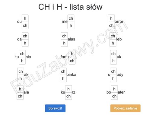 Dyktanda Online Dla Klas Na Ch I H Lista S W Rozwi Online