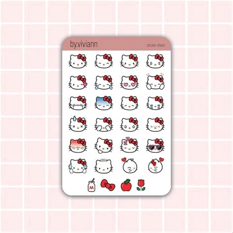 Hello Kitty Emoji Mini Sticker Sheet Cute Sanrio Hello Kitty - Etsy