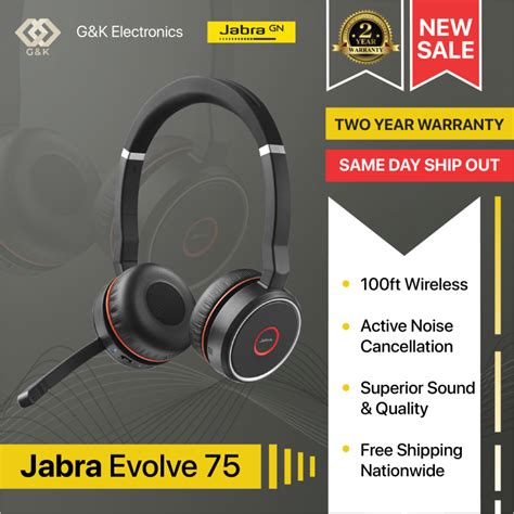 Jabra Evolve 75 Professional Wireless Headset With Active Noise Cancelling Anc Headset Lazada Ph