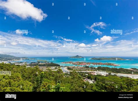 Seychelles, Mahe, View to Eden Island, Port Victoria, Sainte Anne ...