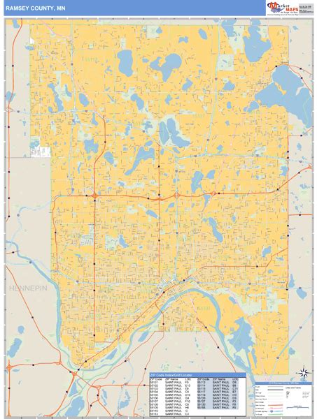 Ramsey County Minnesota Zip Code Wall Map