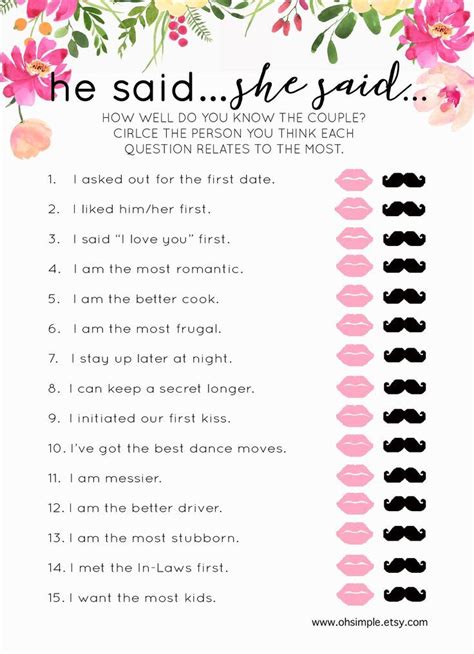 Games For Bridal Shower Printable