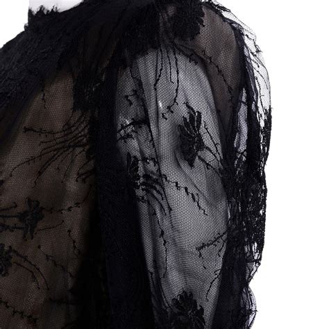 Vintage Valentino Black Lace Over Nude Silk Blouse At StDibs Black Lace Blouse Nude Blouse