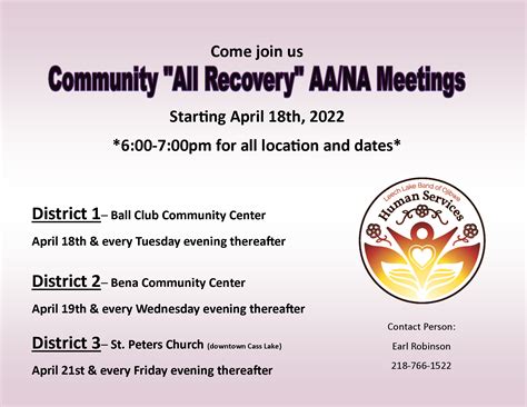 AA NA Meetings Flyer Leech Lake News