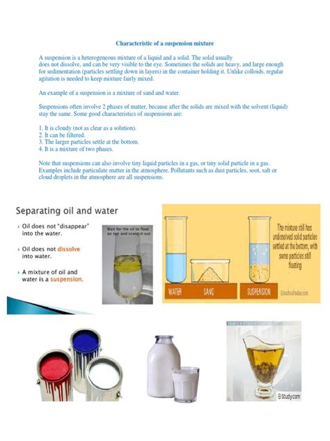 Characteristic of a Suspension Mixture