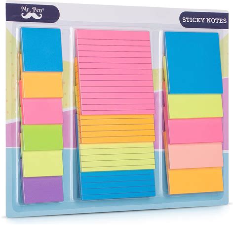 Amazon Mr Pen Sticky Notes Set Assorted Sizes Pc Bright